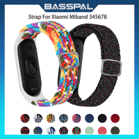 BassPal สายไนลอนถักสำหรับ Xiaomi Mi วง8ยืดหยุ่นปรับได้ห่วงระบายอากาศกำไลสำหรับ Miband 5 6 7 3 4สายรัดข้อมือแบบมีหัวเข็มขัดหัวเข็มขัดพลาสติก Correa