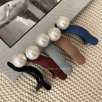 【cw】 High-Grade Frosted Grip Simple Pearl Barrettes Female Back Hairpin R Design Duckbilled Headdress