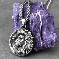 Stainless Steel Nordic Vikings Lion Necklace for Men Vintage Punk Hip Hop Biker Pendant Necklace Chain Jewelry Gift Wholesale