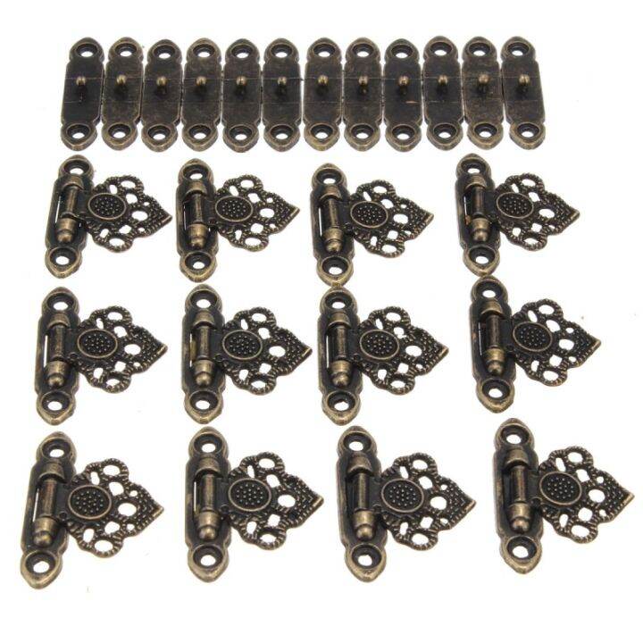 12x-antique-brass-decor-jewelry-trinket-wooden-box-hasp-clasps-latch-hook-screws