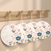 ∋ 1/4Pcs Kitchen Dishwashing Sponge Cleaning Sponges Scouring Pad Compressed Wood Pulp Flower Dish Cloths Pot Wipe Cleaning Tools