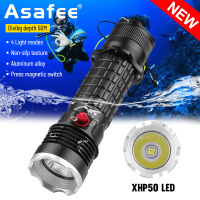 Newly upgraded underwater diving flashlight Super brightness D902 XHP50 LED anti slip using18650/26650 batteries 4-speed push magnetic switch IPX8 waterproof underwater 50M