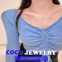 COCOJEWELRY เพชรส่องประกายรูปมงกุฎนางฟ้าสดฤดูร้อนของผู้หญิงสร้อยคอขนาดเล็กสร้อยคอหรูเบาสร้อยคอบอกนิสัยดีไซน์ยอดนิยม