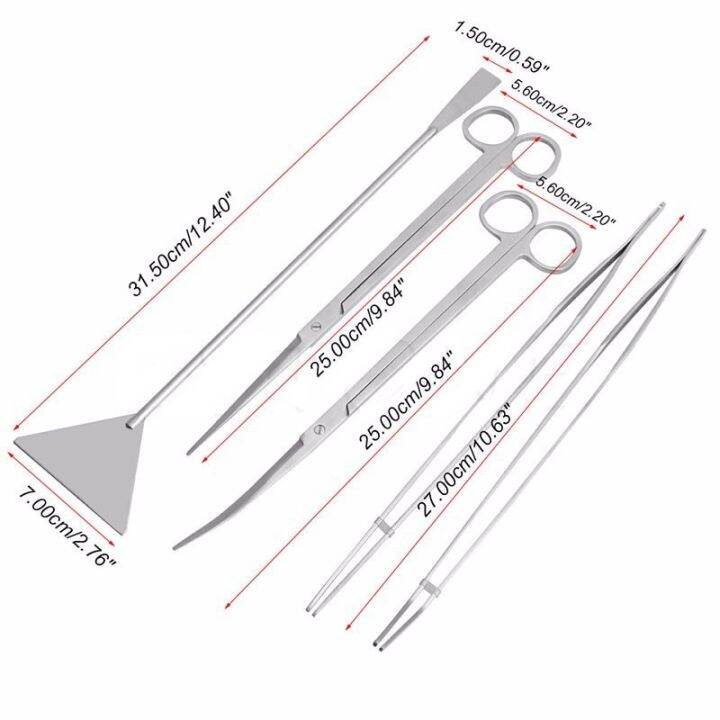 3ชิ้น5ชิ้นสแตนเลสตู้ปลาในน้ำการบำรุงรักษาสดแหนบกรรไกร-leveler-ชุดกล่องเครื่องมือปลาน้ำ