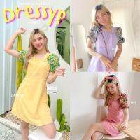 ?DressyPพร้อมส่ง? รหัสG05 ชุดเดรสสไตล์เกาหลี น่ารัก สีพาสเทล แต่งแขนด้วยผ้าลายดอกไม้