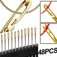 【CC】 12/24/48PCS Multi-size Needles Self-threading Embroidery Sewing Fast Threading Needle Pin