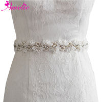 Handmade Wedding Dress Sash Belt Crystal Pearl Bridal Sash Applique Women Evening Dress Flower Embellished Bridal Belts