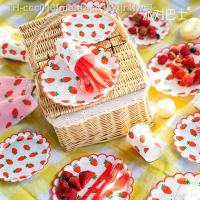 ✚ Disposable Tableware Set Strawberry Cherry Lemon Pineapple Paper Plate Paper Cup Paper Towel Fashion Cake Plate Party Decoration