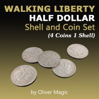 Walking Liberty Half Dollar Shell And Coin Set (4เหรียญ1เชลล์) Oliver Magic Close Up Magic Tricks Illusions Gimmick Coin Magia