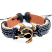 Cute Imitation Yak Bone Carved Hawaiian Honu Turtle Surfing Leather Bracelets Bangle Amulet MB145