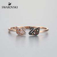 ต้นฉบับ Swarovski FACET SWAN สร้อยข้อมือแฟชั่นเปิดผสมสีดำและสีขาว ของขวัญวันเกิดวันวาเลนไทน์