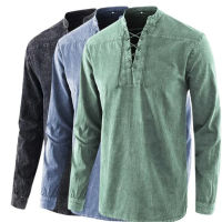 Spot Factory Outlet MenS S New Solid Color Retro Department Stands For Loose Casual Shirt