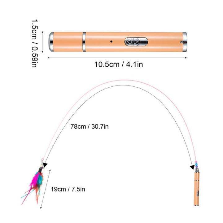 แท่งของเล่นหยอกแมวเลเซอร์แบบ4-in-1ชาร์จได้สำหรับแมวตลกของเล่นแบบโต้ตอบแบบของเล่นแมวฉายไฟเลเซอร์-usb