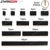 【CW】☬☃  2 3 4 5 6 8 10 12 15 20 40 Female Pin Header Socket Gold Plated Solderless Row  Pinheader 2.54mm for Pcb