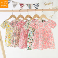 Thai girl dresses  Korean Style Childhood Girls Childrens Wear Flower Pastoral Cotton Baby A- line Dress Childrens Dress Summer Sweet Breathable