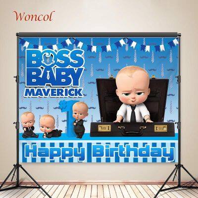 Woncol Little Man Baby Photo Background Baby 1st Birthday Party Photography Backdrop Personalized Blue Decor Banner Prop