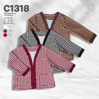 C1318 เสื้อคลุมเเขนยาวผ้าลายชิโนริใหญ่ ยา29