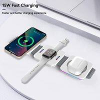 ◈⊕ 15W 3 in 1 Magnetic Foldable Fast Wireless Charger Station For Travel For iPhone 14 13 12 11 Pro AirPods 3 Pro 2 iWatch 8 7 6 SE