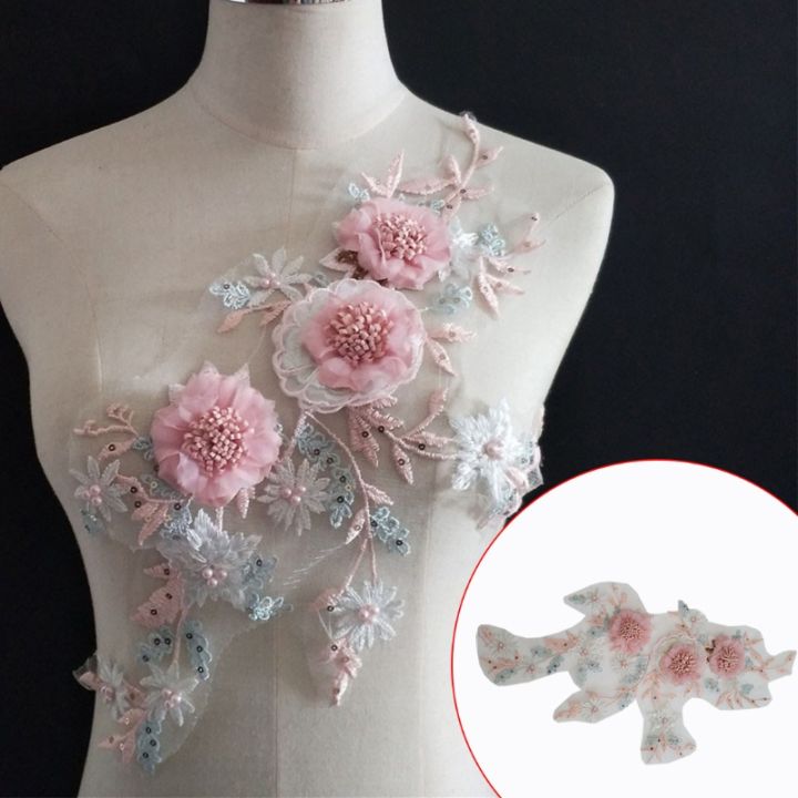 dream-1-pair-fashion-embroidery-pearl-lace-applique-3d-sequin-sewing-trim-lace