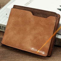 2022 New Short Luxury Men Wallets Slim Card Holder Brand Male Wallet Name Engraved High Quality PU Leather Small Mens Purses