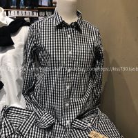 Non-refundable MUJI womens cotton washed double plaid shirt long-sleeved