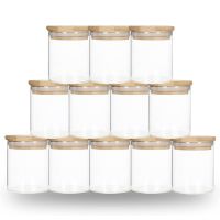 【CW】 Glass Spice Jars Storage Containers Airtight bamboo Cover Food Canister Sets For Kitchen Counter Jar Lids Flour Pantry Candy