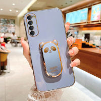 เคสโทรศัพท์แฟชั่นใหม่สำหรับ OPPO Reno 4 Pro Reno 5 Pro Reno 6 Reno 6 Pro Plus Reno 7 Reno 7 Pro Reno8 T Reno 9 Reno 9 Pro Reno8 T Reno 9 Reno 9 Pro เคสโทรศัพท์หมี,เคสโทรศัพท์สี่เหลี่ยมสุดหรู + ตัวยึดหมี Dun Dun