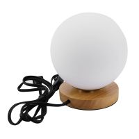 15cm Simple Glass Creative Warm Dimmer Night Light Desk Bedroom Bed Decoration Ball Wooden Small Round Desk Lamp Round Base