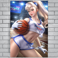 Lola Bunny บาสเกตบอลสวนสนุกอะนิเมะโปสเตอร์,ภาพวาดผ้าใบ,เหมาะสำหรับห้องนั่งเล่นตกแต่งผนัง,ตกแต่งบ้านงานศิลปะ