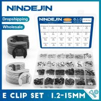 NINDEJIN E Clip Set Circlip Washer Assortment Kit Stainless Steel Carbon Steel 1.2-15mm External Retaining Clip For Shaft Nails Screws  Fasteners