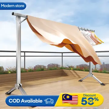 Foldable Clothes Drying Rack With Pulley Stainless Steel Cloth Hanger  Indoor Outdoor Cloth Drying Hanging Rack