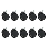 50mm Office Chair Roller Castor Wheels - Set of 10 - Black