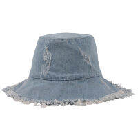 New Design Adult Women Solid Denim Whisker Wide Rim Fisherman Hat Sunscreen Cap Outdoor Fashion Accessories