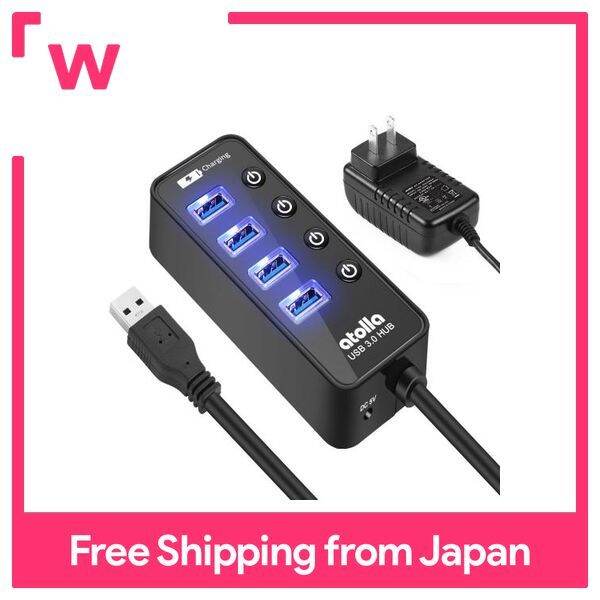 USB3.0 Hub With Power Supply, Atolla 4 Port High Speed USB3.0 Expansion ...