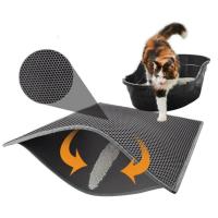 Honnyzia Shop Pet Cat Litter Mat Waterproof EVA Double Layer Cat Litter Trapping Pet Litter Box Mat Clean Pad Pet Products Cats Accessories Litter Trays &amp; Boxes