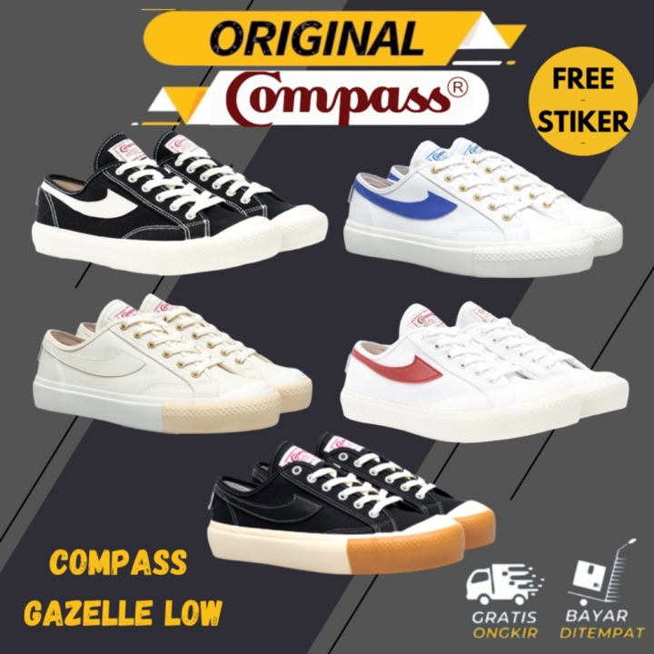 [promo 2023] Compass Gazelle Low Compass Retrograde Black White Full Black White Red Cream