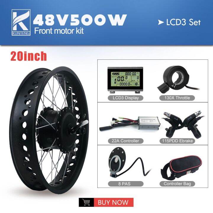 Electric Bicycle 48V 500W Front Hub Motor Fat Bike Kit 20'' 26'' 4.0
