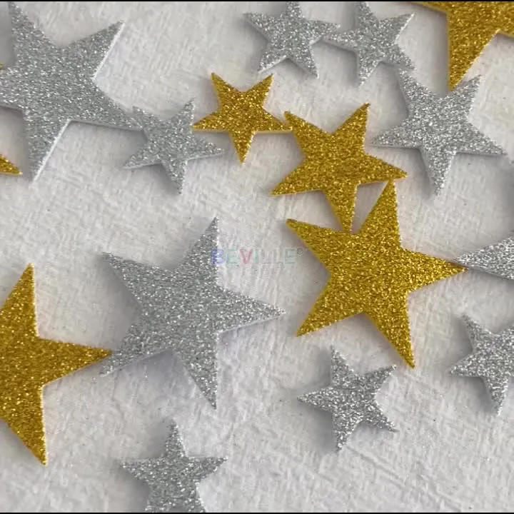 210piece Gold & Silver Glitter Foam Star Shape EVA Self Adhesive