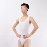 ผู้ชายสีขาวสีดำบัลเล่ต์เต้นรำ Leotards Danseur ยิมนาสติกเต้นรำ Coverall Swan Lake Leotard