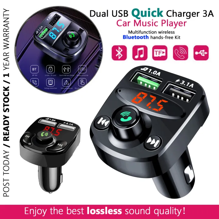 CAR MP3 PLAYER CHARGER 3.1A Dual USB Bluetooth pemain kereta Wireless Pengecas pantas HandsFree