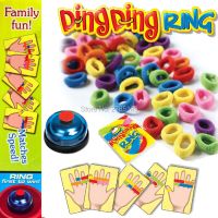 Ring Ding Toy Family Party Games Great Practical Gadgets Funny Challenge Bell with 24 pcs picture cards 60 pcs Hair Rings