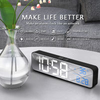 Music LED Digital Alarm Clock Temperature Date Display Desktop Mirror Clocks Home Table Decoration Voice Control 2400mAh Battery