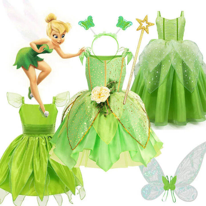 Girls Tinker Bell costume Halloween costume for kids green Tinkerbell ...