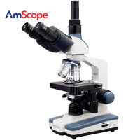 Lab Compound Microscope--AmScope Supplies 40X-2500X LED Lab Trinocular Compound Microscope W 3D 2-Layer Mechanical Stage