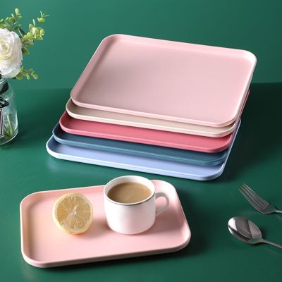【CC】❉  Plastic Rectangle Desktop Storage Tray Snack Drinking Plate for Room Table  Dropship