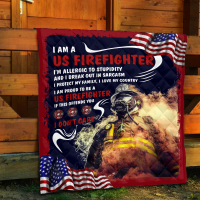 Firefighter I am A US Firefighter Quilt Blanket Decor Home Full Size   flannel blanket