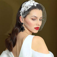 White Veil for Face Bridal Applique Shiny Rhinestone Birdcage Veil Charming Wedding Veil Headband Veils for Bridal Fascinator