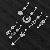 【CW】 14G Dangle Belly Rings Surgical Curved Navel Barbell Jewelry Piercing Ombligo for