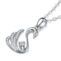Baru 925 Perak Disepuh Swan Pendant Pendant Micro-Tergabung Berongga Perempuan Korea-Style Mode Little Swan ai2-5448