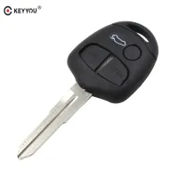 Keyyou ที่เก็บกุญแจรีโมต3ปุ่มสำหรับ Mitsubishi Lancer Ex Keyless Fob ที่ครอบสัญญาณเตือนภัยรถยนต์ที่อยู่อาศัยร่องใบมีดตรง